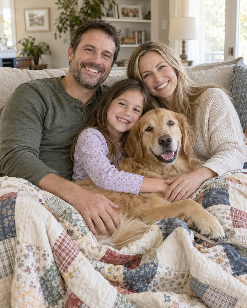 Family blanket pile