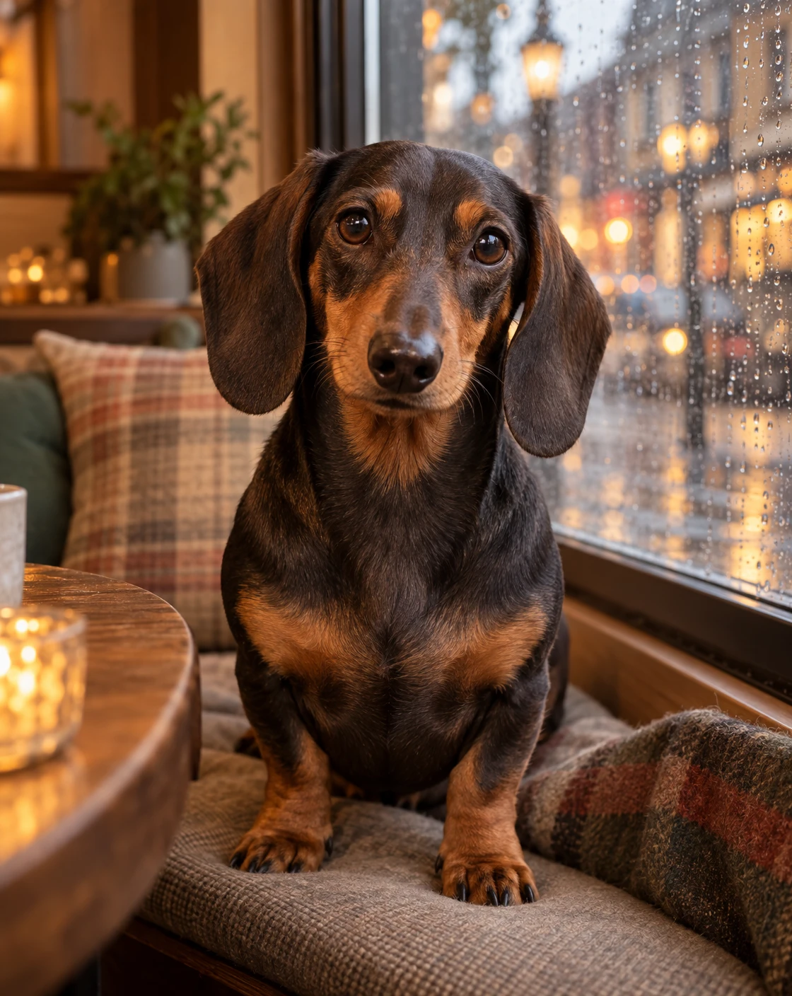 Rainy cafe window