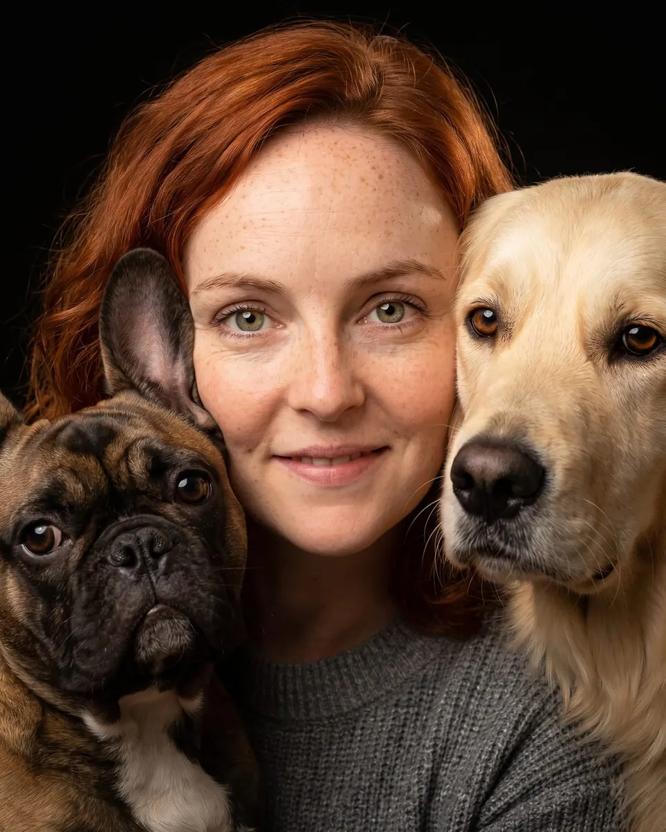 Two dogs one person